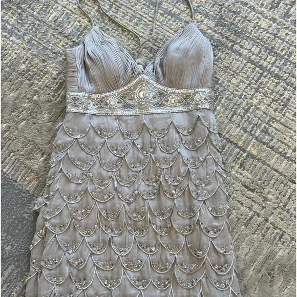 slim fit dress slacks Sue Wong - Ornate V-Cut Back Dress N4216 2 / Platinum main image 1
